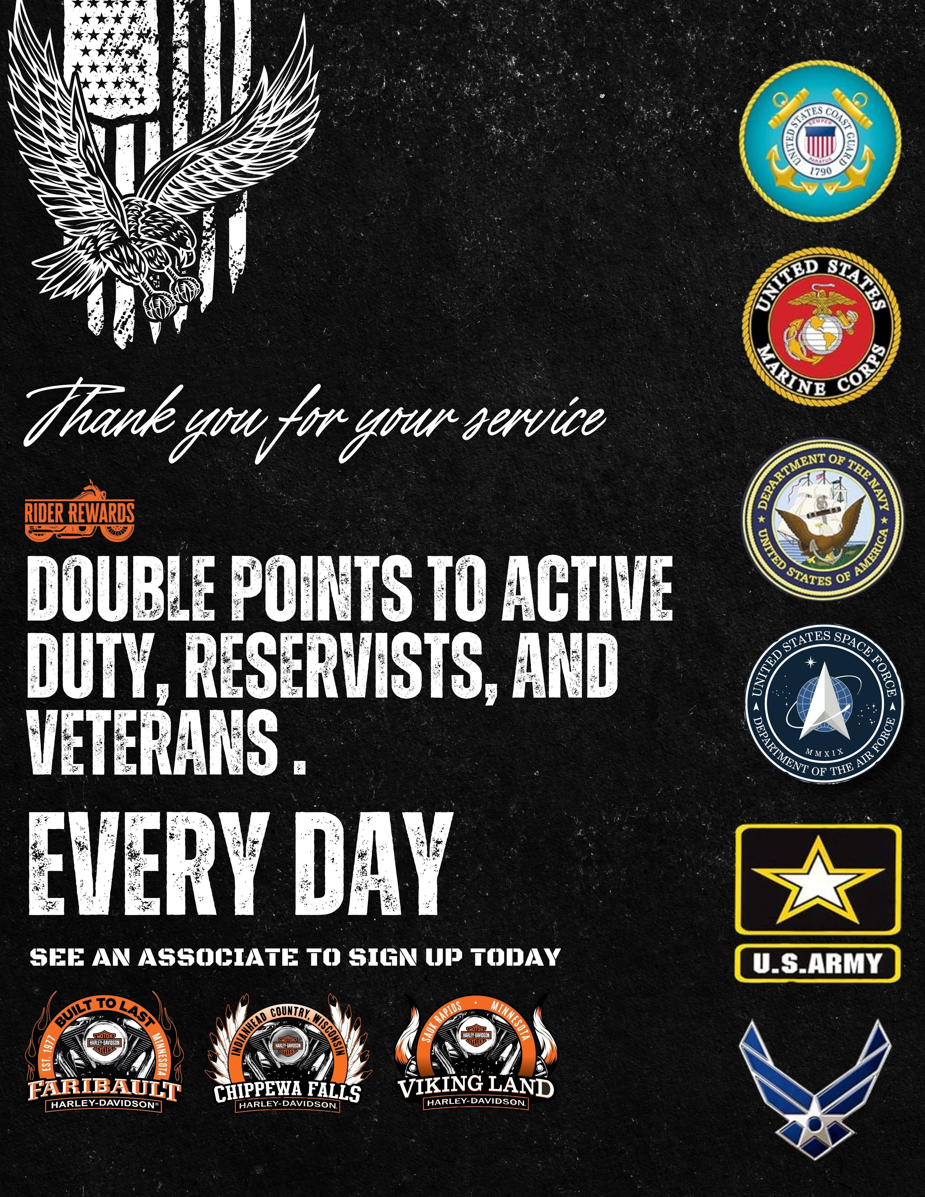 Double Points to all military personnel every day