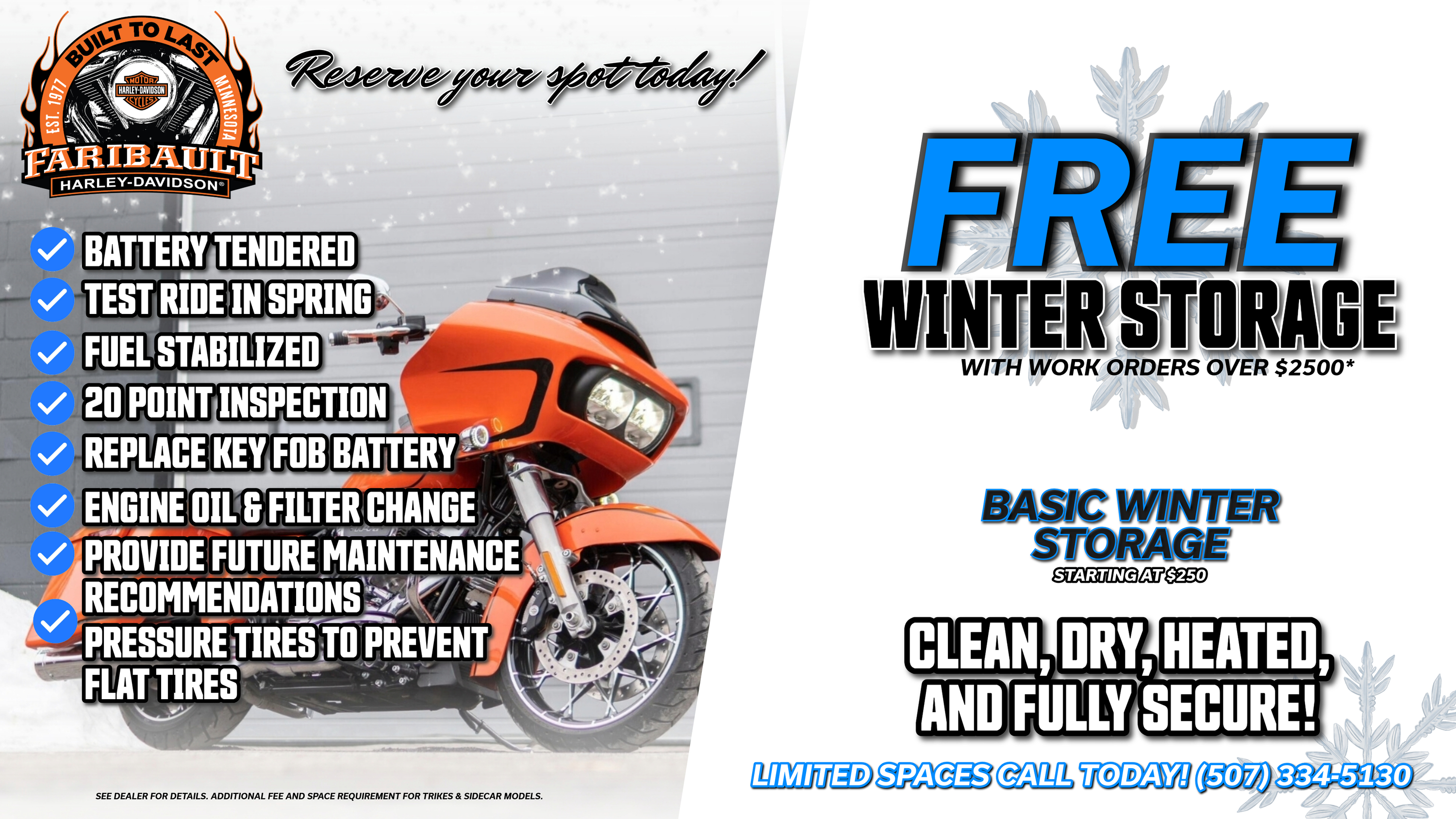 Winter Storage for Motorcycle at Faribault Harley-Davidson