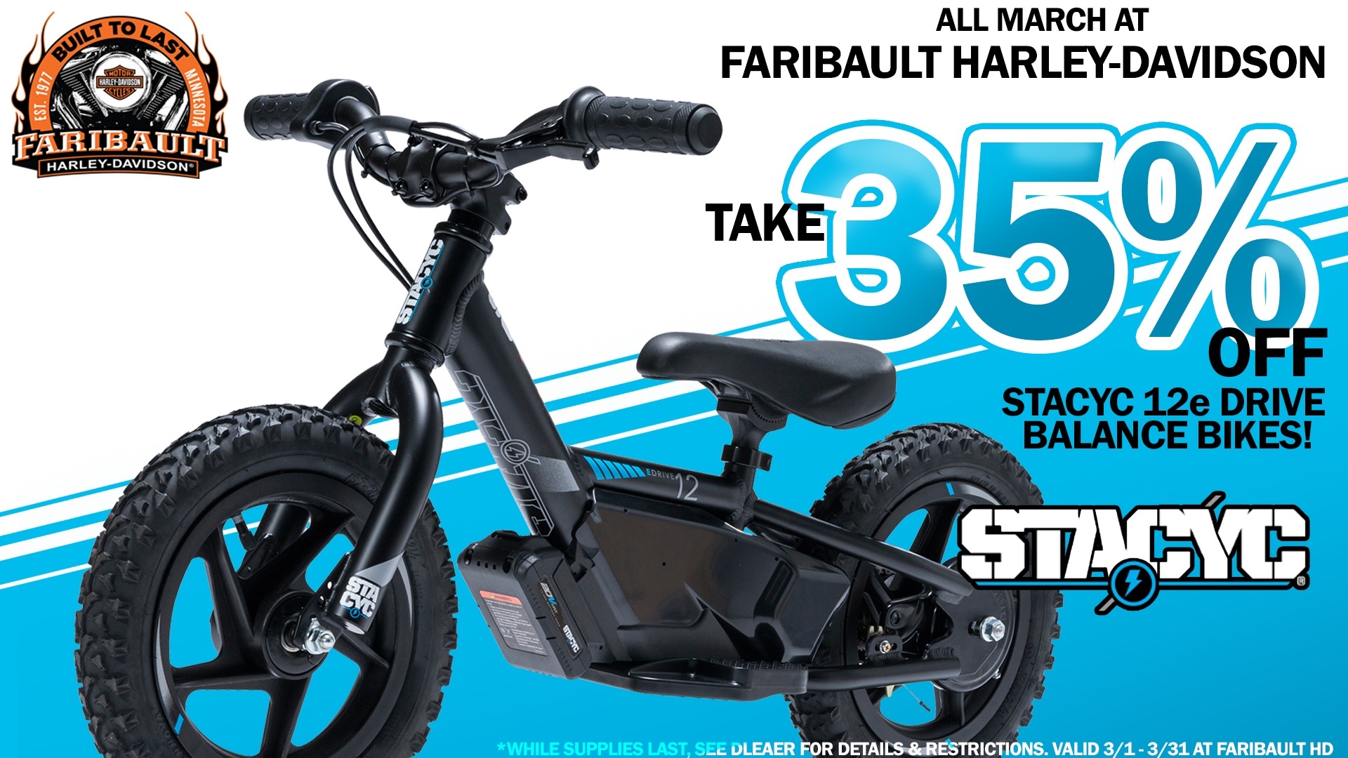 35% off StaCyc 12e Drive Balance Bikes at Faribault HD